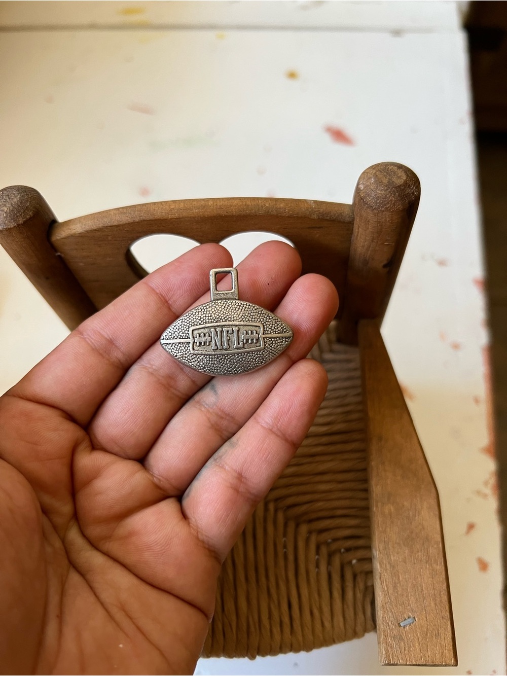 NFL Silver-Tone Football Charm Pendant
